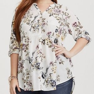 Floral challis tunic